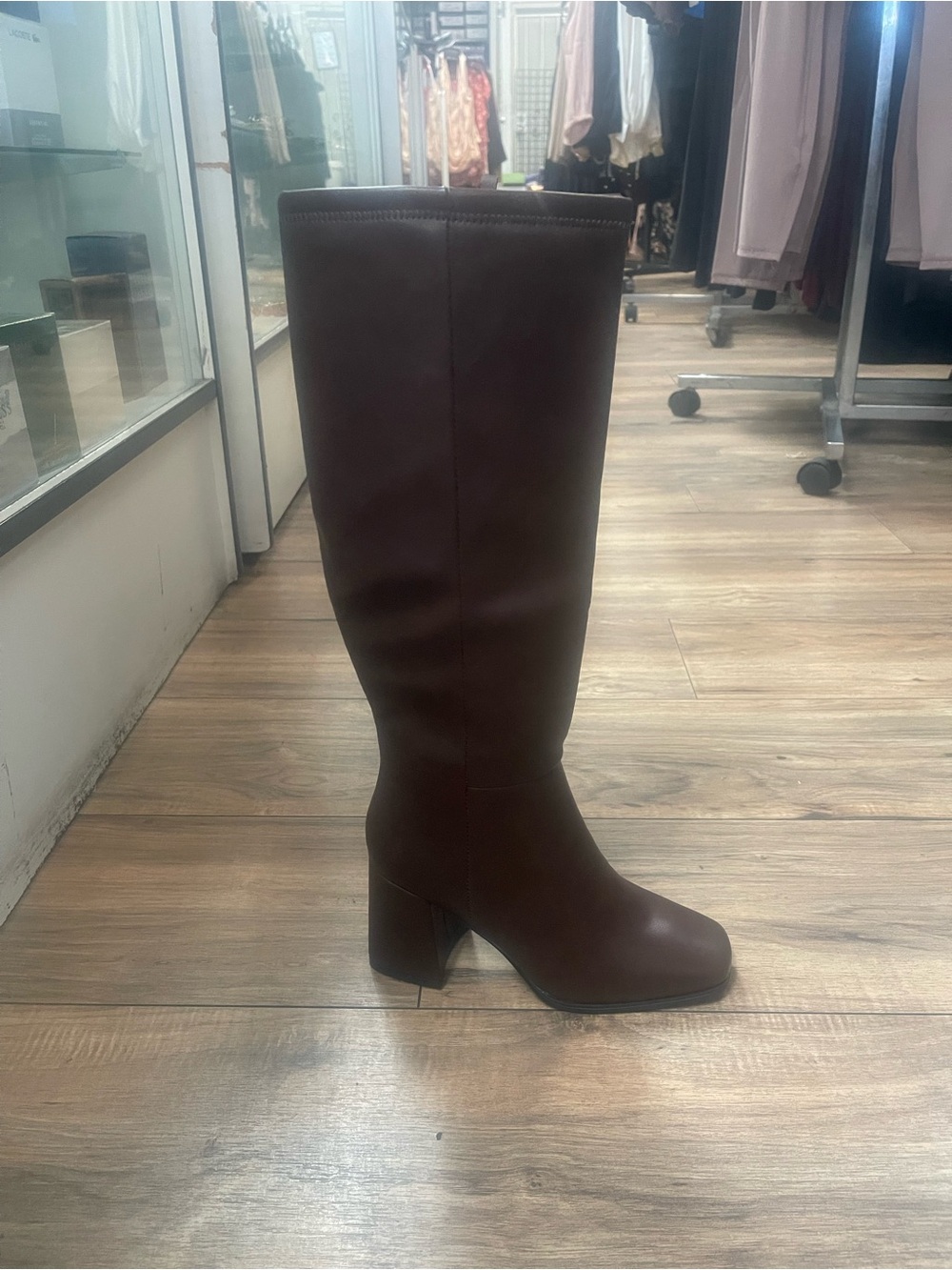 Women's Tall Brown Block Heel Boots